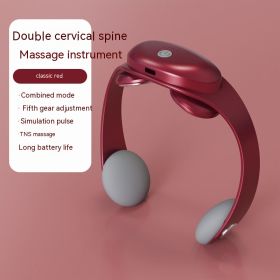 Cervical Vertebra Plastic Massager Low Frequency Pulse Neck (Option: English-Classic Red)