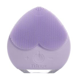 Electric Silicone Cleansing Instrument Facial Brush (Option: Purple-Sonic Vibration)
