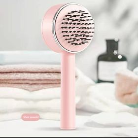 3D Air Cushion Massager Brush With Retractable Bristles Self Cleaning Hair Brush Massage One-key Self-cleaning Hair Brush Anti-Static Airbag Massage C (Color: Pink)