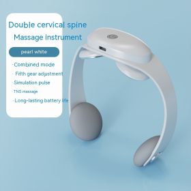 Cervical Vertebra Plastic Massager Low Frequency Pulse Neck (Option: English-Pearlescent White)