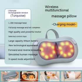 Multifunctional Cushion Back Waist Neck Massager (Option: Charging model-green)