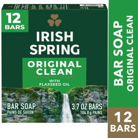 Irish Spring Bar Soap for Men, Original Clean Mens Bar Soap, 12 Pack, 3.7 oz