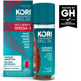 Kori Krill Oil Omega-3 400mg, 90 Softgels | Superior Omega-3 Absorption vs Fish Oil | No Fishy Burps | Omega-3 Supplement for Heart, Brain, Joint, Eye
