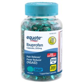 Equate Ibuprofen Mini Softgel Capsules;  200 mg;  300 Count