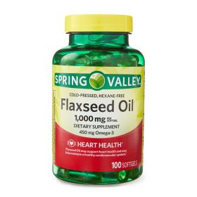 Spring Valley Flaxseed Oil Softgels Dietary Supplement;  1; 000 mg;  100 Count
