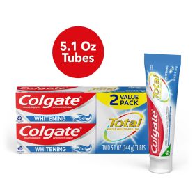 Colgate Total Teeth Whitening Toothpaste Gel;  Mint Toothpaste;  5.1 oz Tube;  2 Pack
