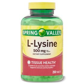 Spring Valley L-Lysine Dietary Supplement;  500 mg;  250 Count