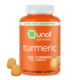 Qunol Turmeric Curcumin Gummies, 500mg, Ultra High Absorption, Joint Support Herbal Supplement, 60 Count