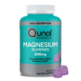 Qunol Magnesium Gummies, 200mg, High Absorption, Bone, Nerve, and Muscle Supplement, 60 Count