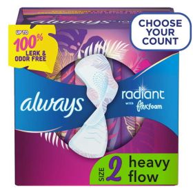 Always Radiant Feminine Pads for Women Heavy with Wings Scented;  26 Ct  Size 2