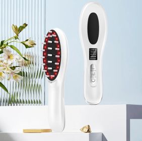 New Electric Anion Hair Care Hair Brush Micro Current Red Blue Light Vibration Massage (Option: White-Chinese Screen Display-Typec)