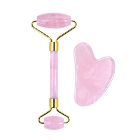 Jade Roller Heart-shaped Suit Crystal Massage (Option: Pink Crystal Suit)