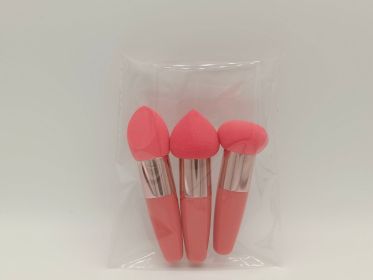 Three Brushes Set Sponge Beauty Blender Cushion Compact Wet And Dry Dual-use Beauty Blender Makeup Tools (Option: Watermelon Red)