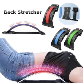 Back Stretcher Adjustable Back Cracker Massage Waist Neck Fitness Lumbar Cervical Spine Support Pain Relief (Color: Blue, style: Magnetotherapy)